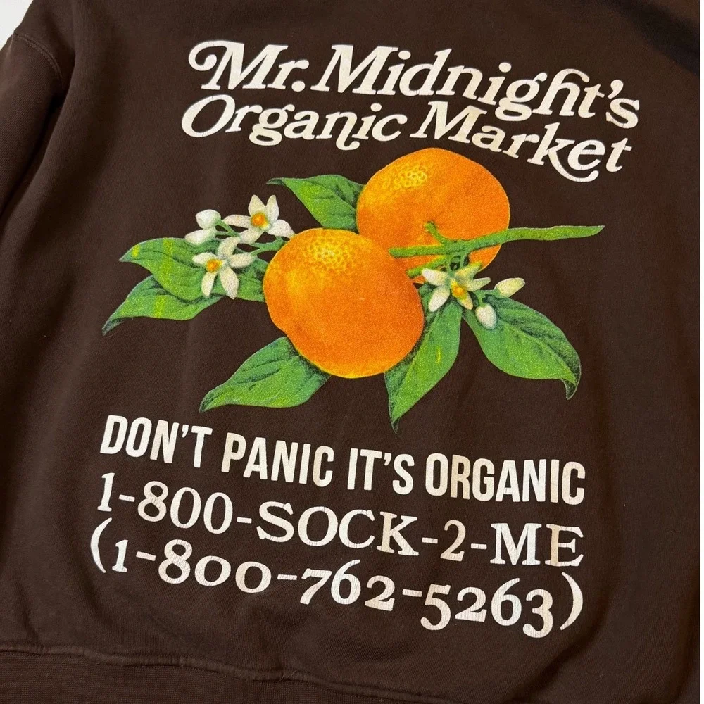 Midnight Organic Hoodie Mens L Brwn Larry June Mr. Midnights Organic Market Rare